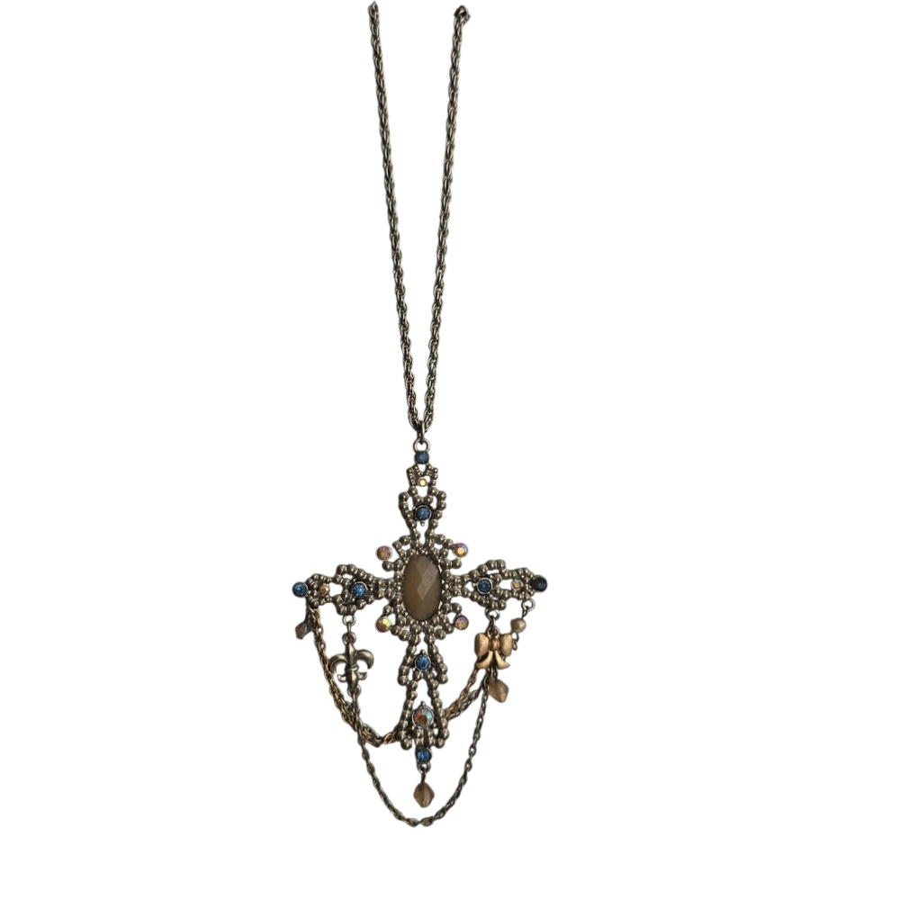 Cathedralcore Gothic Cross Necklace Rhinestone Statement Pendant Romantic Goth - Picture 4 of 8